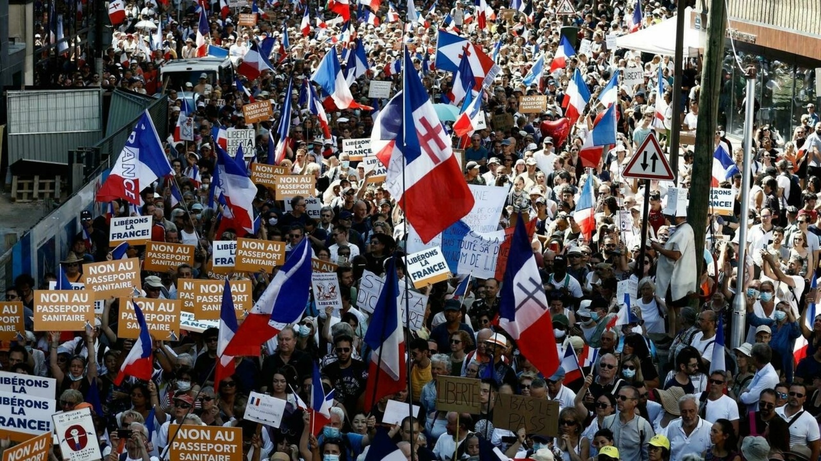 أشخاص في مسيرة نظمها الحزب القومي الفرنسي 