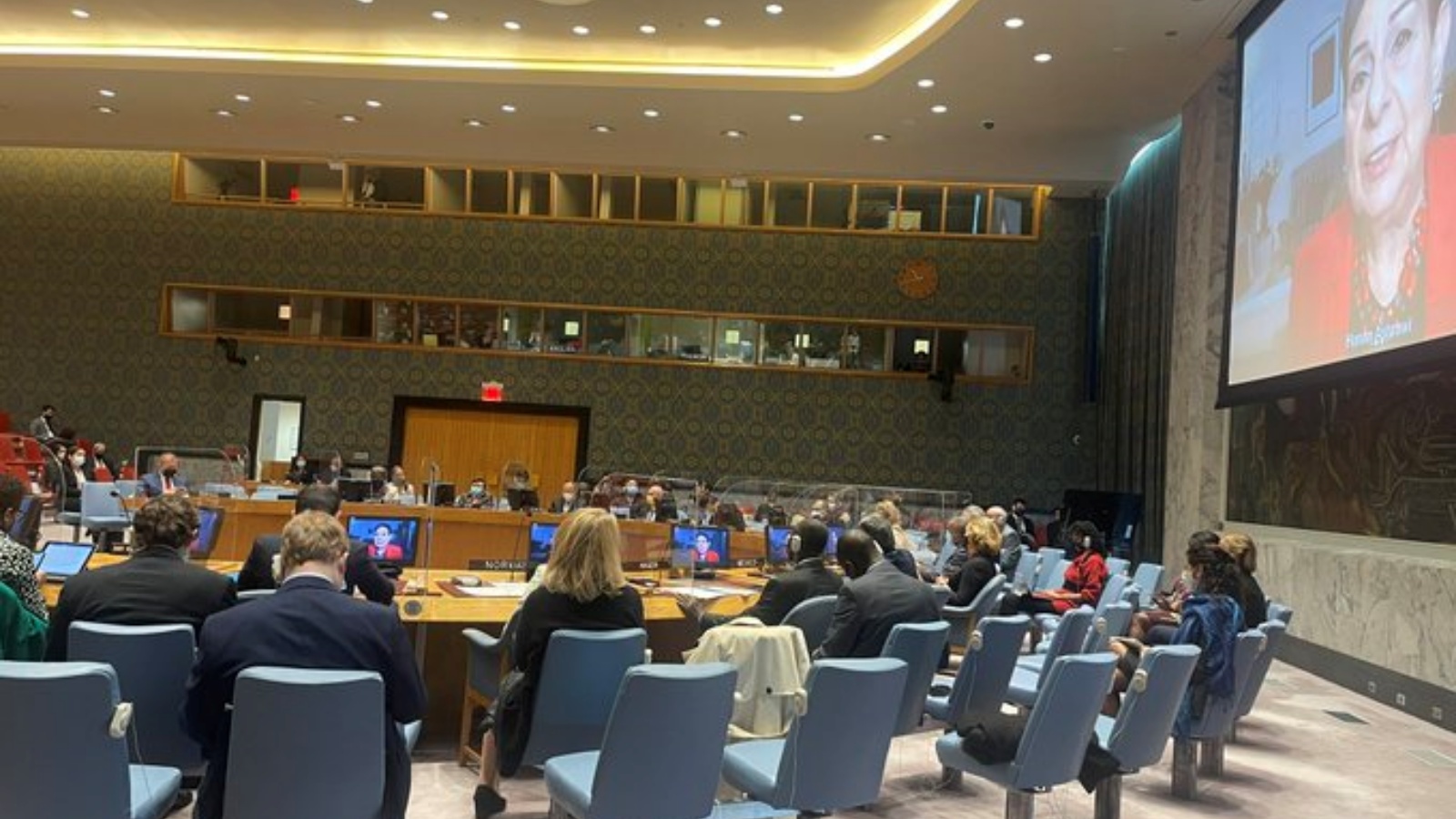 اجتماع لأعضاء مجلس الأمن الدولي في صورة عن صفحة NIGER MISSION TO THE UN في تويتر.