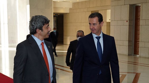 الأسد مستقبلا وزير حارجية الامارات