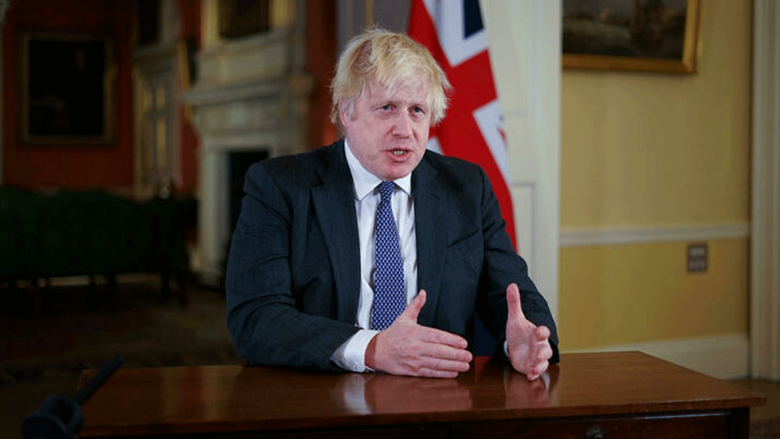 رئيس وزراء المملكة المتحدة بوريس جونسون يسجل خطابًا عن Covid-19 في 12 كانون الأول/ديسمبر 2021
