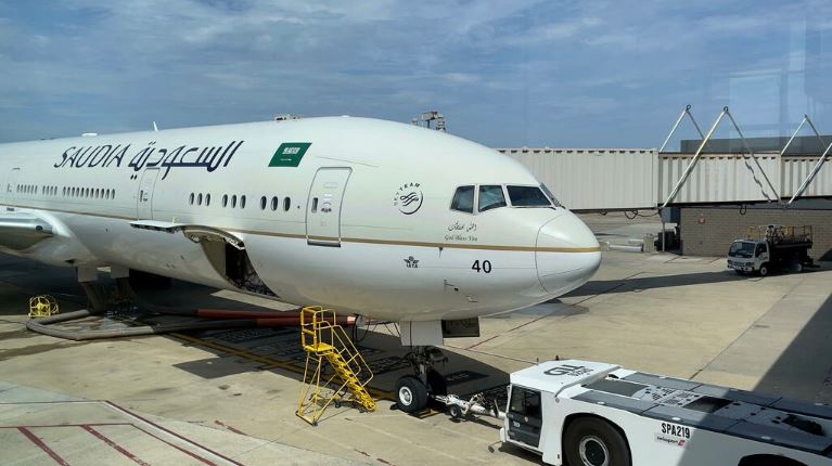 طائرة تابعة للخطوط الجوية السعودية في فيرجينيا بتاريخ 14 اغسطس 2021