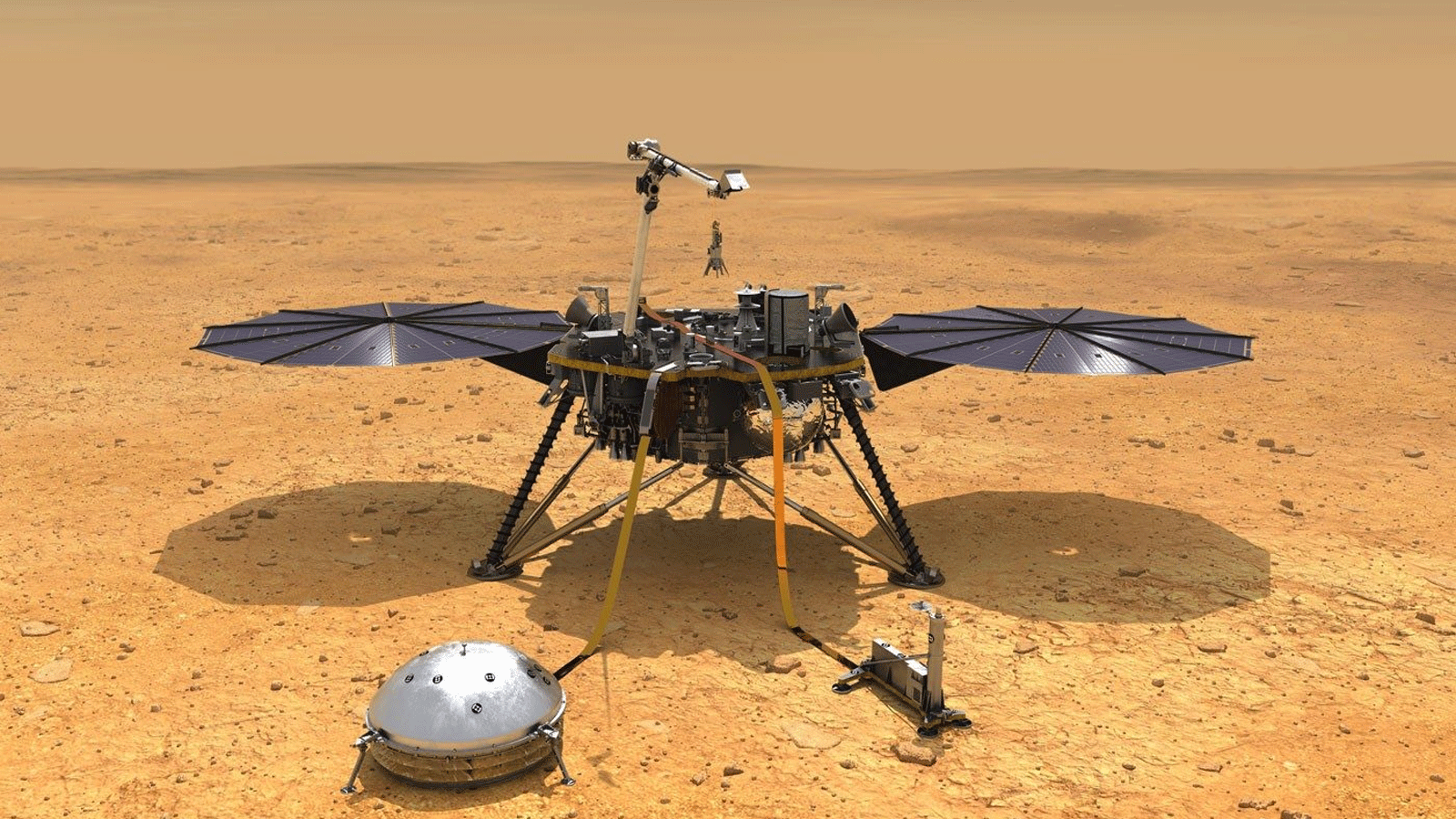 عرضٌ فني لمركبة الإنزال InSight على سطح المريخ