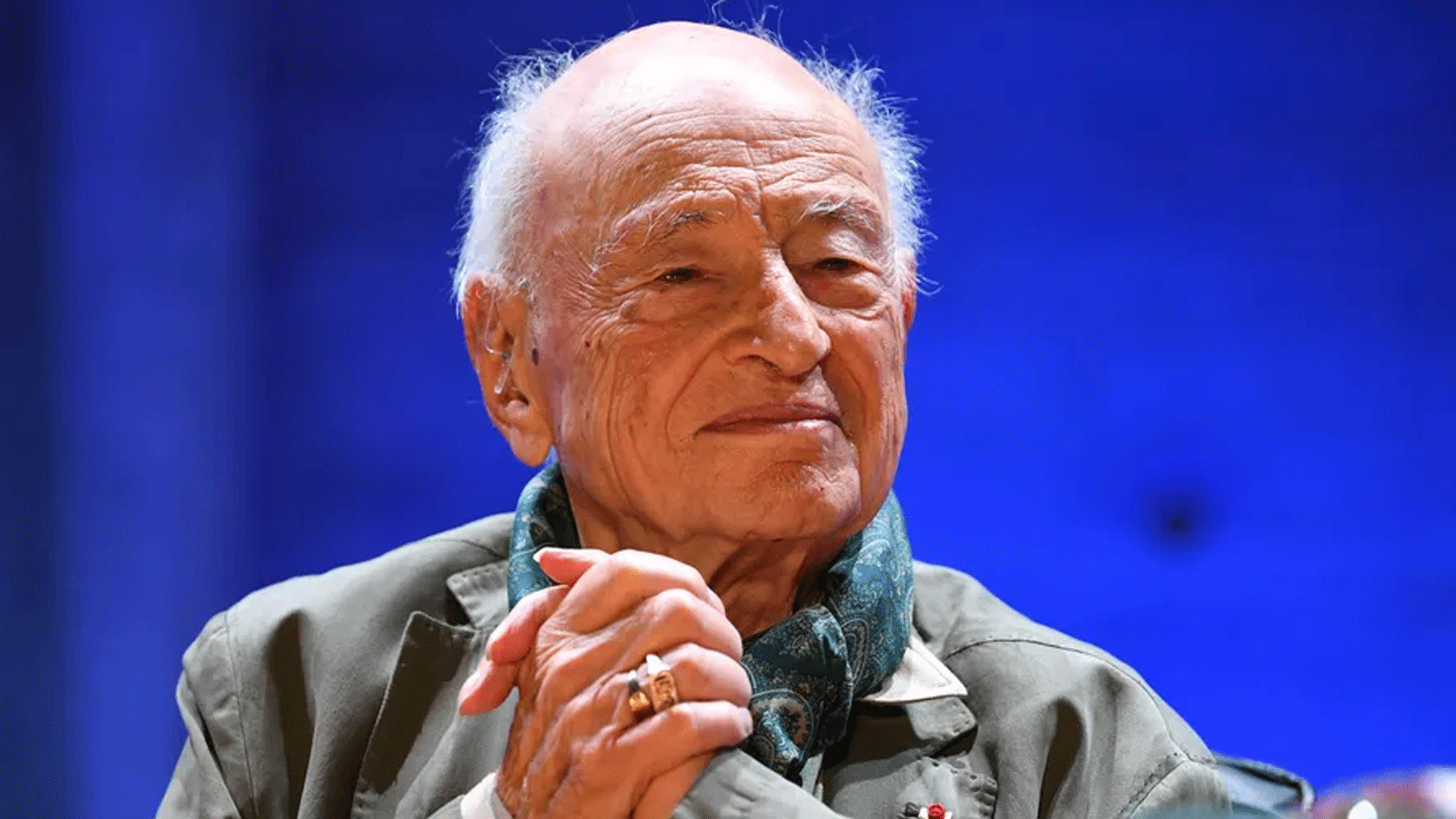 الفيلسوف الفرنسي إدغار موران في اليونسكو، خلال حفل الذكرى المئوية لتأسيسه.2 يوليو\تموز 2021 في باريس.