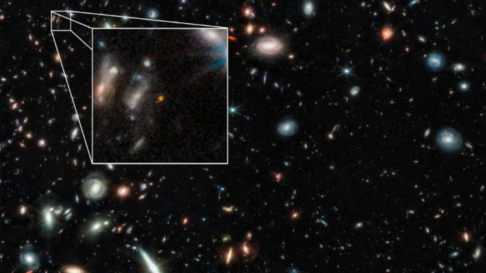 صورة التقطها تلسكوب جيمس ويب الفضائي تظهر لقطة مقرّبة لمجرة كانت موجودة قبل 350 مليون سنة من الانفجار العظيم