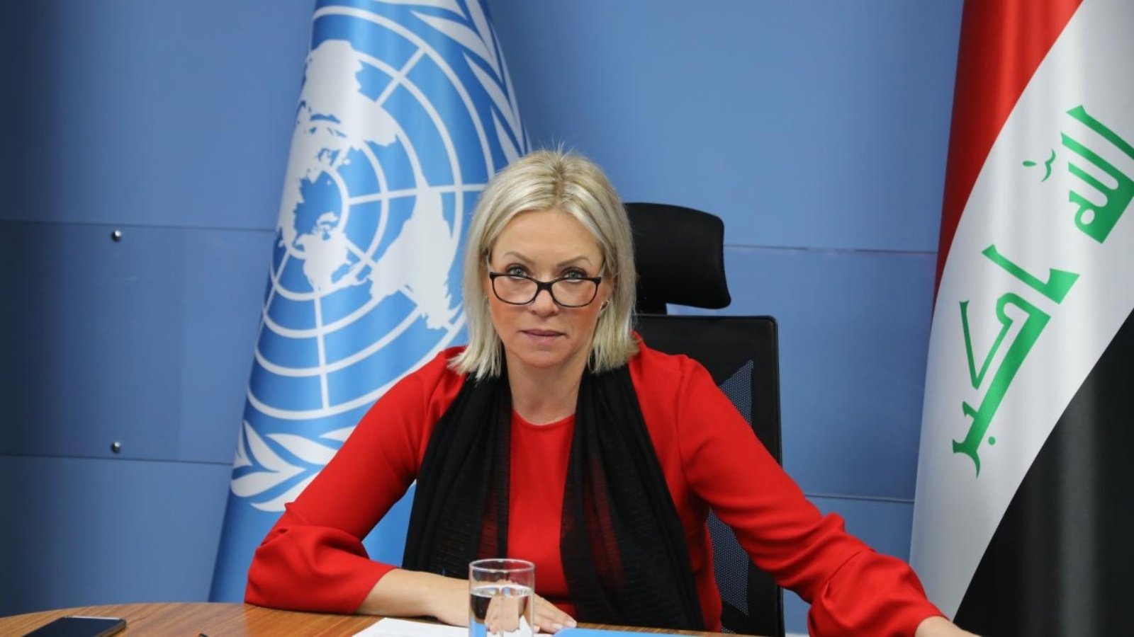 بلاسخارت خلال إحاطتها أمام مجلس الأمن الدولي في نيويورك في 4 أكتوبر الماضي عن آخر التطورات في العراق (مكتبها) 