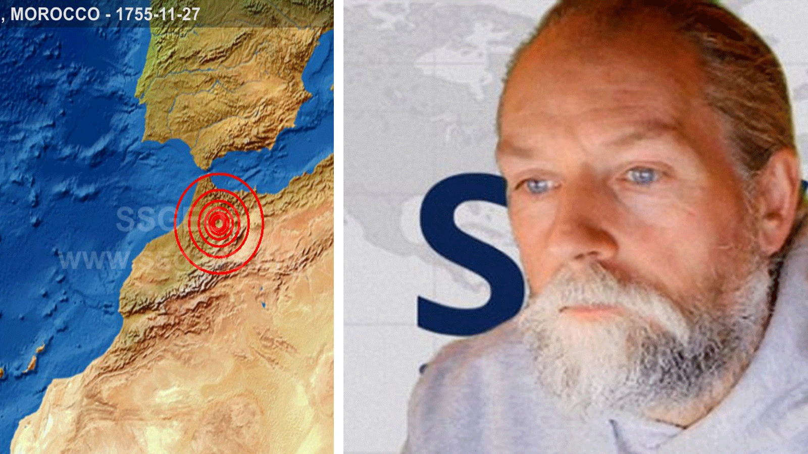 صورة مجمعة للعالم الهولندي فرانك هوغربيتس مع خريطة تُظهر موقع الزلزال في المغرب من صفحته الموثقة على منصة x