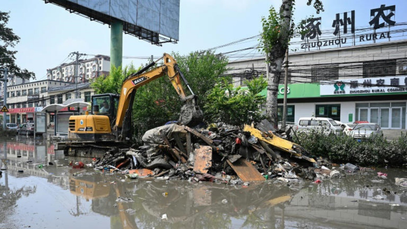 صورة مؤرخة في 9 أغسطس 2023 من مقاطعة خوباي المجاورة للعاصمة الصينية بكين عقب الفيضانات