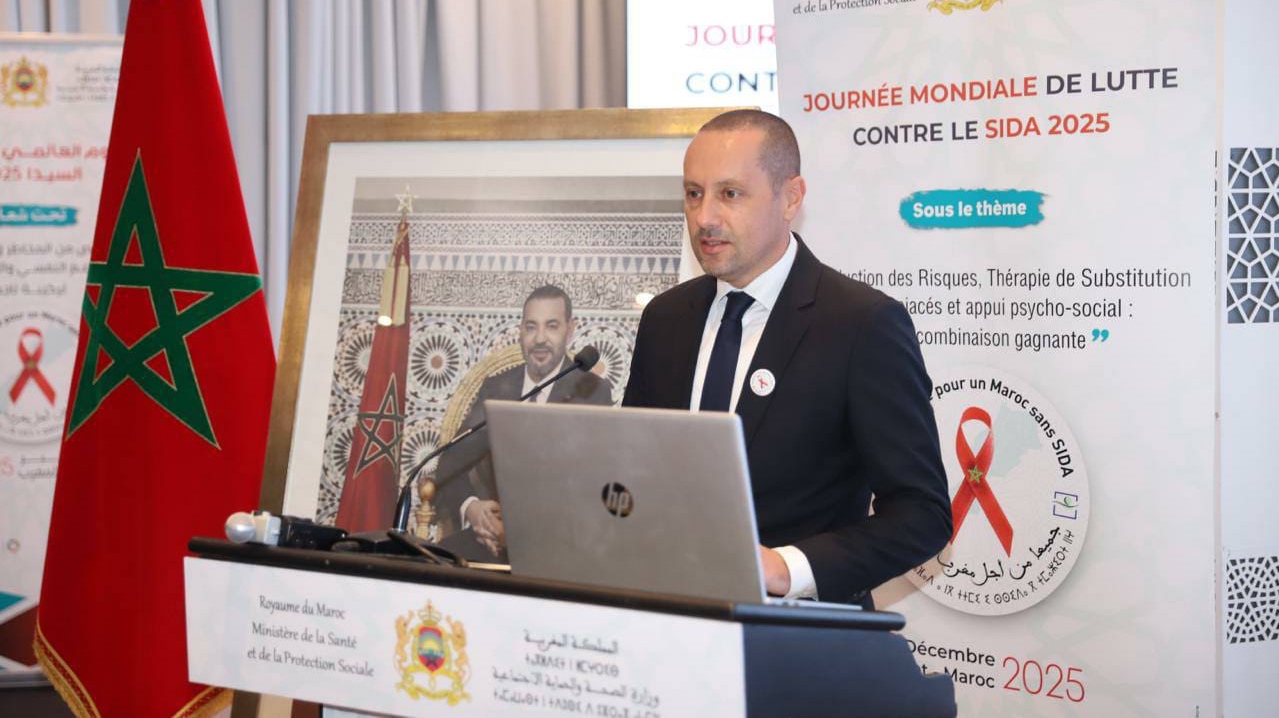 وزير الصحة والحماية الاجتماعية المغربي امين التهراوي خلال تخليد الوزراة لليوم الوطني للحد من انتشار فيروس (الأيدز) الاثنين
