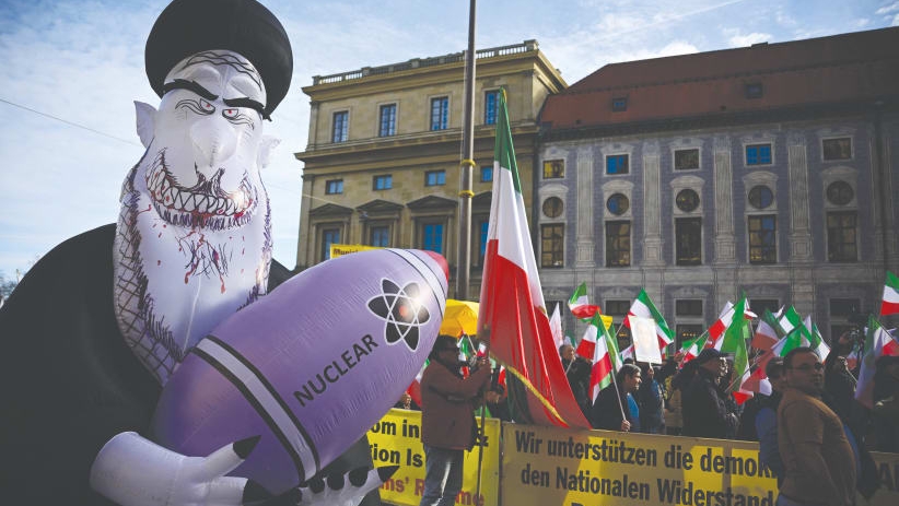 من تظاهرة في ميونيخ احتجاجاً على النظام الإيراني