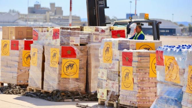 مساعدات مغربية في طريقها إلى غزة