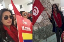 هند صبري تشارك بمسيرة مناهضة للإرهاب