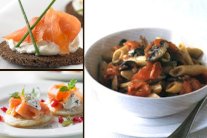 السلمون المدخن مع المعكرونة