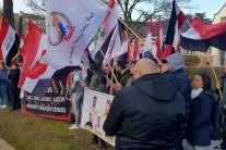 احتجاج حاشد أمام سفارة إيران في بروكسل