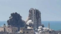 شاهد لحظة تدمير أكبر برج سكني في غزة (فيديو)