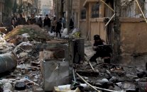 ثوار سوريا في حرستا يحولون مبنى إدارة المركبات الى أثر بعد عين