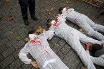 تظاهرة في لندن احتجاجا على زيارة الرئيس المصري