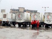 دخول قافلة المساعدات الى مضايا المحاصرة في ريف دمشق 