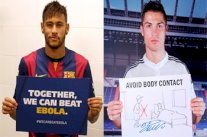 بالصور .. رونالدو ونيمار يتقدمون نجوم كرة القدم في الحملة ضد ايبولا