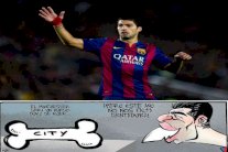 أسنان سواريز تحسم مواجهة البارسا والسيتي في 