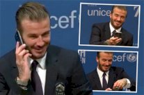 بيكهام يضحك الحضور برده على هاتف صحفي مجهول !