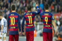 الثلاثي الهجومي لبرشلونة يسجل سوياً في مباراة واحدة