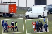 حافلة للدفاع المدني تجر سيارة إسعاف لنقل لاعب مصاب !