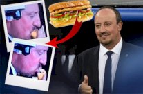 بينيتيز يلتهم الطعام بشراهة أثناء مباراة ريال وشاختار