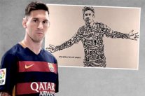 فنان إنكليزي يرسم صورة ميسي مستعيناً بأرقامه القياسية