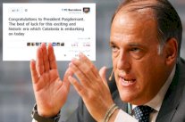 تهنئة برشلونة لرئيس كاتالونيا الجديد تثير غضب رئيس الليغا