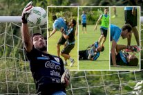 سواريز يسقط أرضاً ويثير الذعر في معسكر منتخب الأوروغواي