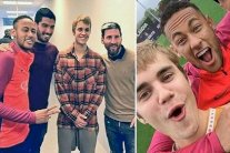 جاستن بيبر يخطف الأنظار من نيمار في تدريبات برشلونة