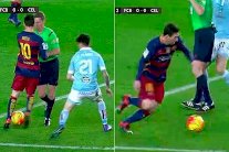 حتى الحكم لم يسلم من مراوغات ميسي الماكرة !