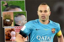 إنييستا يثير السخرية مجدداً بسبب قصة شعره الغريبة