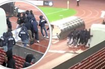 جماهير سويسرية غاضبة تحاول الاعتداء على اللاعبين داخل النفق 