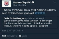 ستوك سيتي يسخر من مانشستر يونايتد وقيمة نجمه بوغبا