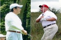 آبي وترامب يمارسان هوايتهما في رياضة الغولف