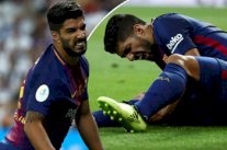 برشلونة يفتقد لويس سواريز شهراً كاملاً بسبب الإصابة