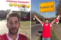 مشجعان لبنفيكا يحتفلان بالوصول الى فرانكفورت... أخرى