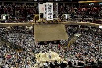 سومو بلا جمهور في اليابان بسبب مخاوف فيروس كورونا المستجد