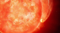 علماء يرصدون نجماً متضخماً في لحظة ابتلاعه كوكباً قريباً منه