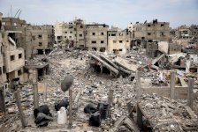 جانب من الدمار في خان يونس جنوبي قطاع غزة في 2 مايو 2024