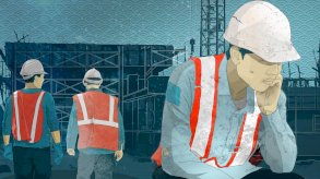 رسم توضيحي لعمال من كوريا الشمالية - BBC