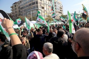 سوريون في حماة يحتفلون بمرور عام على سقوط نظام الأسد. - Getty Images