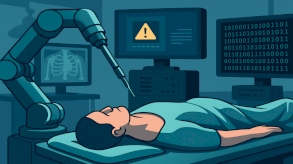 صورة تعبيرية ترمز للذكاء الصناعي وتدخل الأمن السيبراني في المستشفيات. أُنتِجت بالذكاء الاصطناعي © الحقوق محفوظة للمؤلف