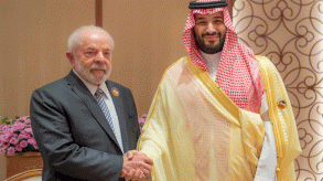 ولي العهد السعودي الأمير محمد بن سلمان يصافح الرئيس البرازيلي لولا دا سيلفا في قمة العشرين المنعقدة في نيودلهي