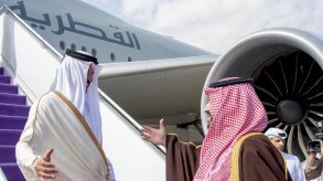 ولي العهد السعودي الأمير محمد بن سلمان في استقبال أمير قطر الشيخ تميم بن حمد آل ثاني