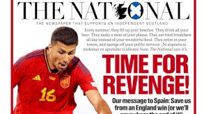 غلاف الصحيفة الاسكتلندية يحفز اسبانيا للفوز على الانجليز