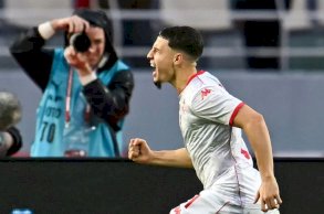 مهاجم تونس اسماعيل الغربي يحتفل بهدفه في مرمى تنزانيا (1-1) في الجولة الثالثة الاخيرة من منافسات المجموعة الثالثة في كأس الامم الافريقية في الرباط في 30 كانون الأول/ديسمبر 2025