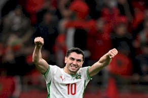 مهاجم المغرب ابراهيم عبد القادر دياس يحتفل بهزه شباك الكاميرون (2-0) في ربع نهائي كاس الأمم الإفريقية في الرباط في التاسع من كانون الثاني/يناير 2026