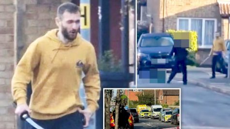 لقطات مجمعة لحادثة رجل السيف في شمال لندن يوم الثلاثاء الماضي